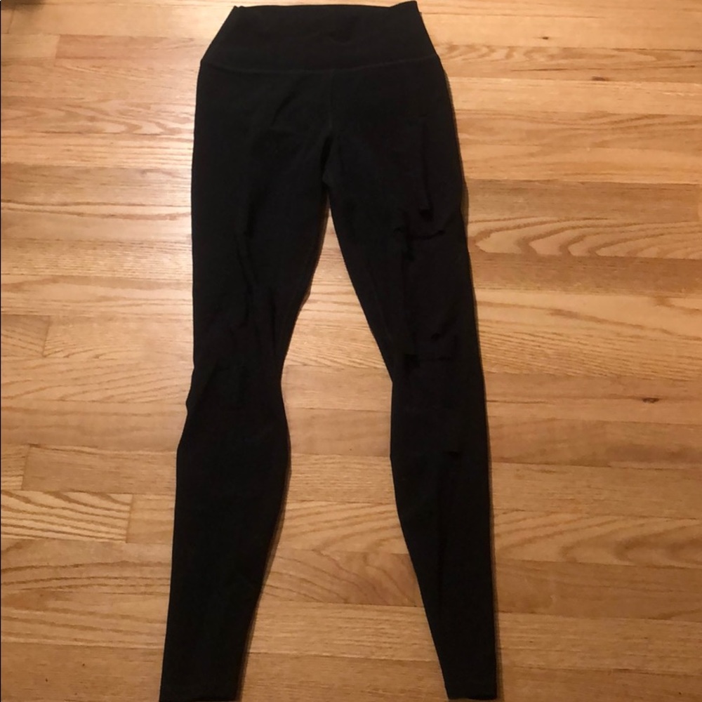 Black workout leggings with slits